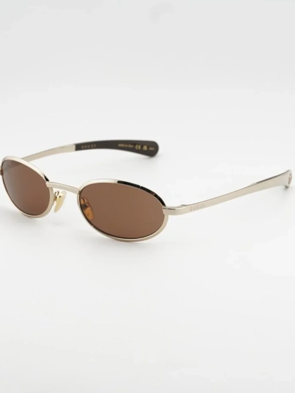 Gucci GG1942S 003 Women Sunglasses Gold Oval Frame, Brown Lenses